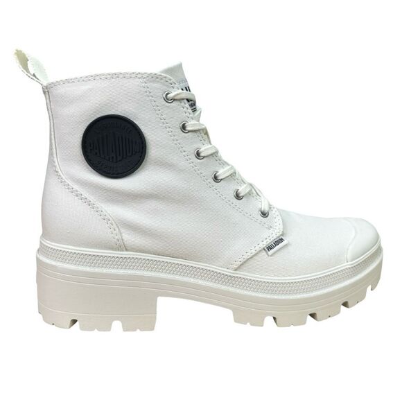 Palladium Pallabase Twill Round Toe Lace-Up Boots - Size 8 - Star White - Picture 1 of 12